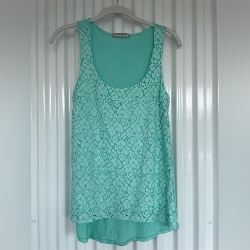 Olivia Moon Aqua Lace Tank Top